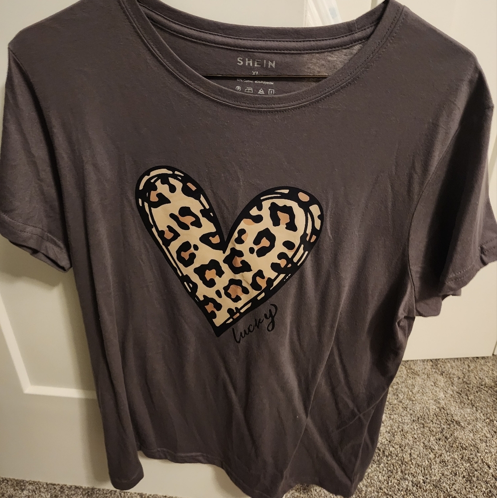 SHEIN leopard heart shirt